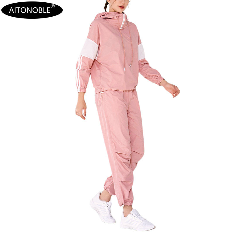 

Aitonoble 2020 Running Sportwear Women Jumpsuit Ladies Sportwear Girls Fitness Gym-set Tracksuit, Black