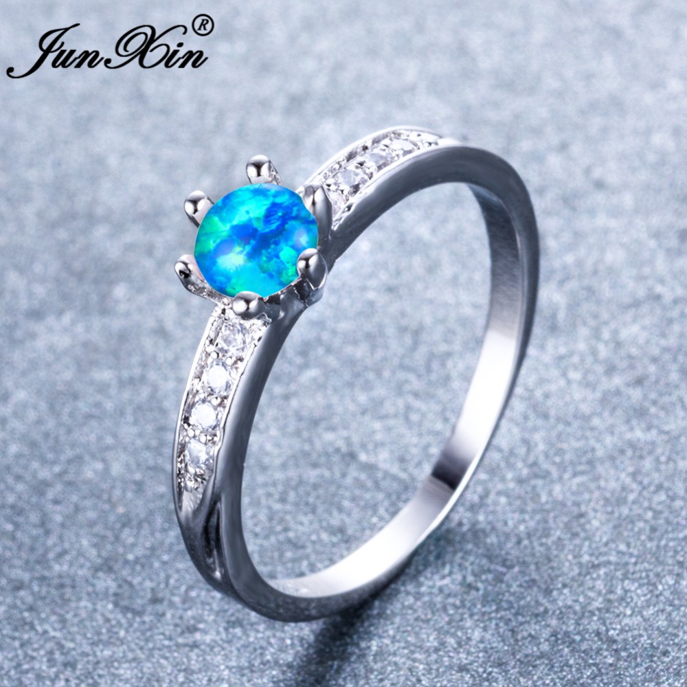 Fashion Femmes Anneaux De Mariage Argent 925 Bijoux White Fire Opal Ring Taille 6-10