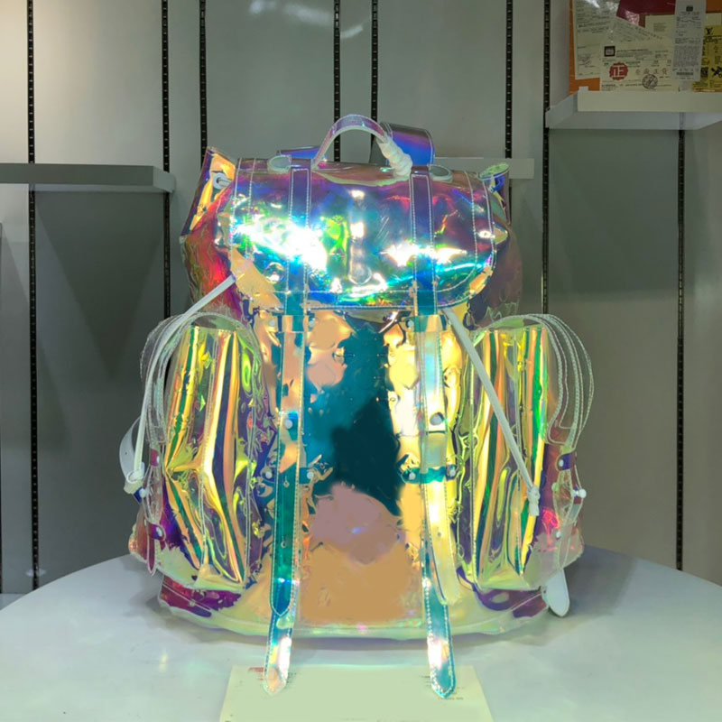 

Backpack PVC Bags Handbags Purses Fashion Big Backpack Colorful Christopher Printed PVC Material Clear Letter High Quality