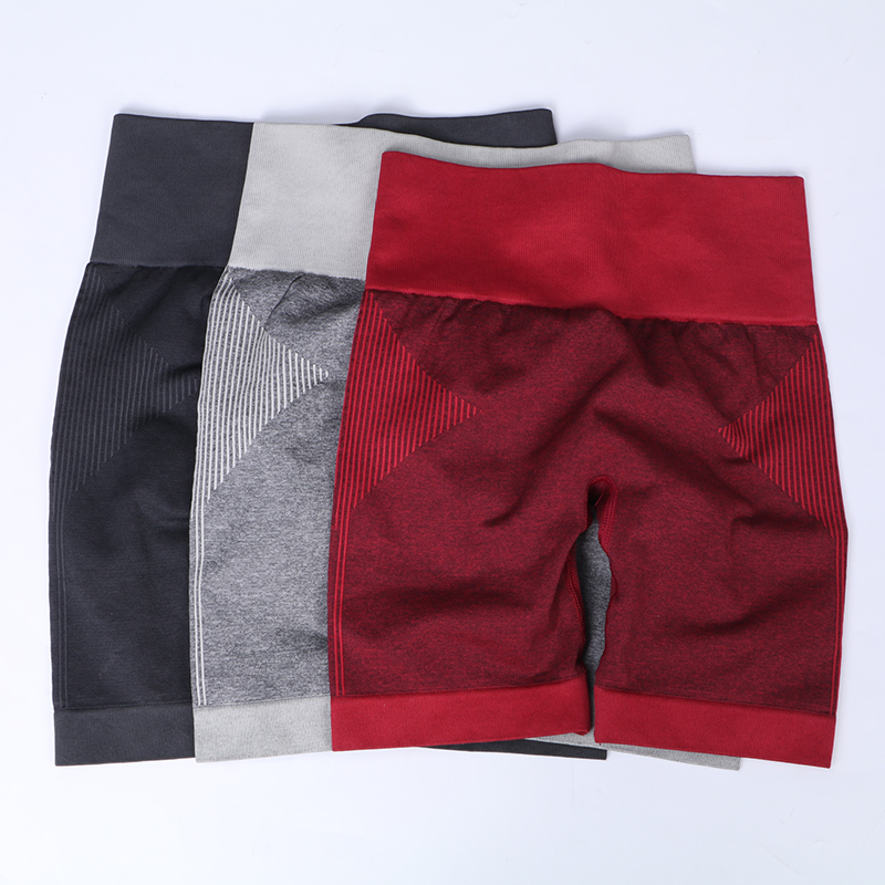 

High Waist Women Workout Yoga Shorts Fitness Running Shorts Stretch Push UP Gym Tights Sportswear Seamless sport Leggings, Red shorts