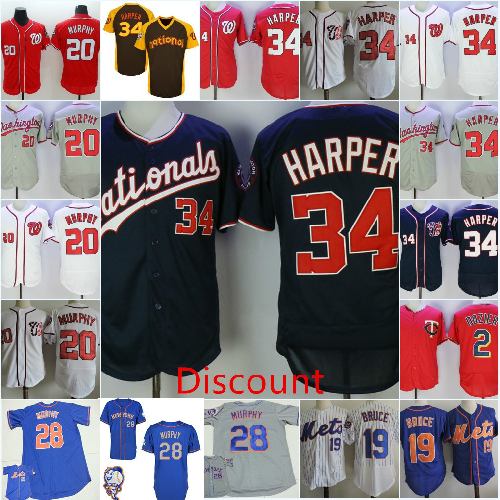 

Mens #20 Daniel Murphy #34 Bryce Harper Washington Jersey 19 Jay Bruce 28 Daniel Murphy NYMET Jersey #2 Brian Dozier Minnesota Jersey, Blue;black