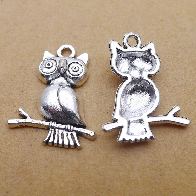

B0774 18*22mm Owl Ancient Silver Combine Gold Product Parts 100 Individual / Package 1.9 G
