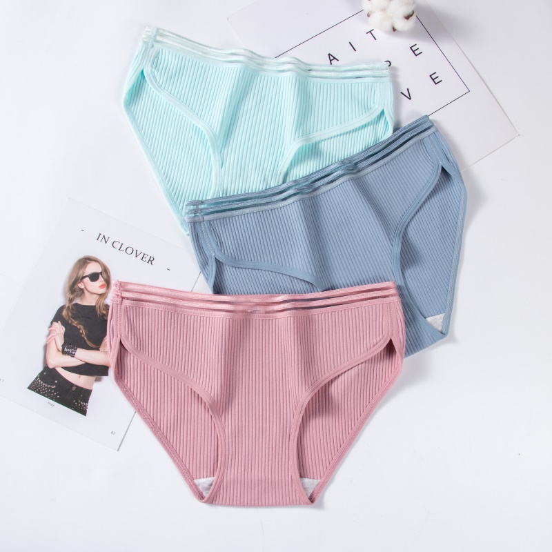 

Women Cotton Panties Sexy Low-Rise Comfortable Underwears Underpants Female Lingerie Big Size Ladies Striped Briefs -XL, Blue