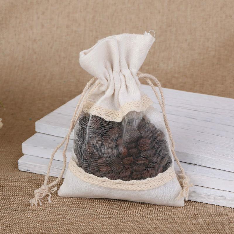

Double lace green cotton bag storage bag mini wedding boxes little bags for candy gift 100pcs snack packaging bags