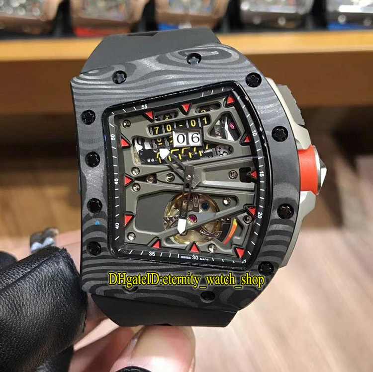 

Date display version RM 70-01 Tourbillon Alain Prost F1 NTPT Carbon Fiber Case Miyota Automatic RM70-01 Mens Watch Rubber Designer Watches, Box