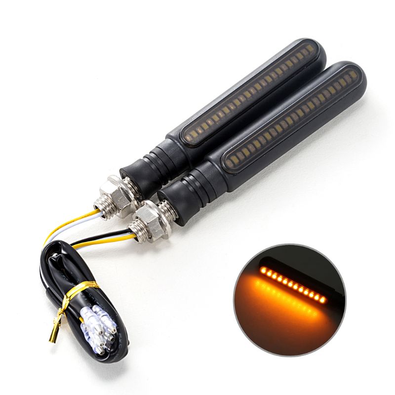

2PCS Motorcycle Turn Signals LED Flowing Water Flashing Lights Stop Signals Tail Flasher/Running Blinker DRL, As pic