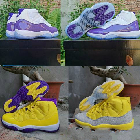 

New Jumpman 11 XI Purple Light Star White Gold Yellow Metallic Silver Mens Basketball Shoes Sport Sneakers Women WMNS 11s Designer Trainers