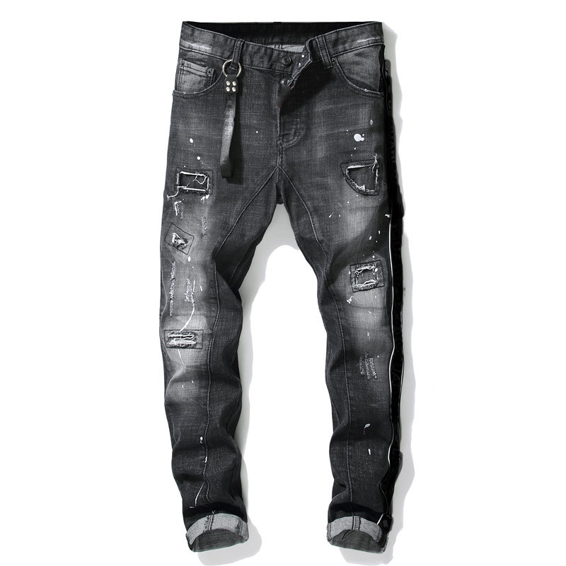 

mens luxury designer jeans denim black ripped pants the best version fashion broken hole Italy brand bike designerR5SF, T1011