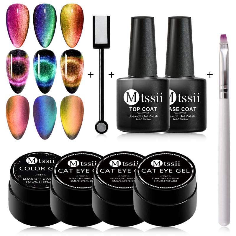 

9D Cat Eye Gel Polish Chameleon Magnetic Gel Magnet Brush Set Long Lasting Shining Laser Cat Eye Soak Off UV LED Varnish, Red;pink