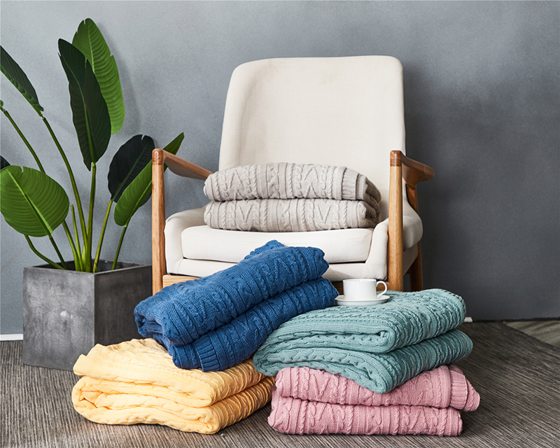 

Nordic Twist Knitted Throw Blanket Solid Fluffy Thicken Soft Warm Thread Blankets Air Conditioning Lunch Break Towel Blanket
