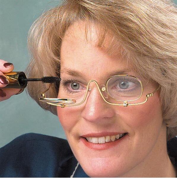 

High Quality Women Adjustable Flip Down 3x Magnifying Dual 2 Lens Makeup Glasses Cosmetics Glasses Makeup Magnifying Glasses Diopter+1.5-4.0