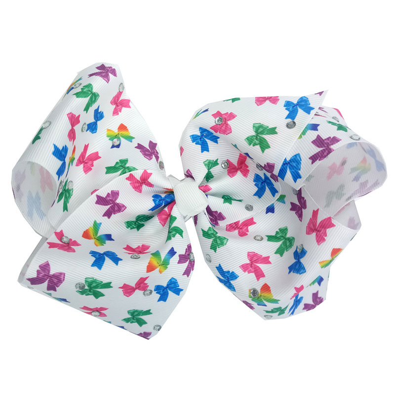 

18cm Baby girl Large Bows hair clip Print Grosgrain Ribbon Children Kids Bowknot Barrettes Hair Accessories, As picture