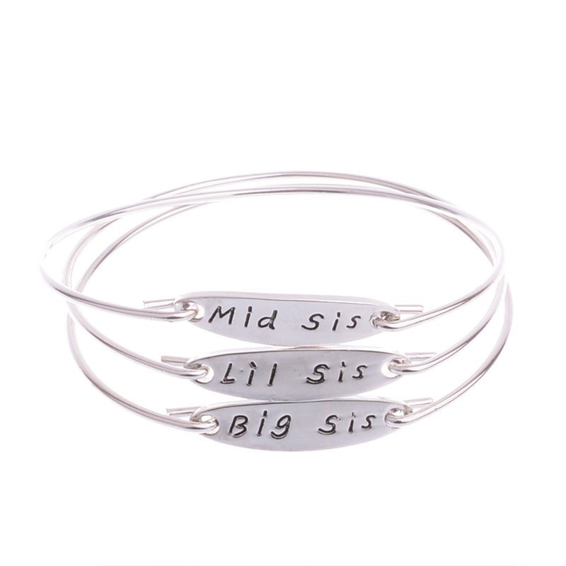 Big medio hermana pequeña familia SIS Pulsera Brazalete Mujer Moda Joyería 6A