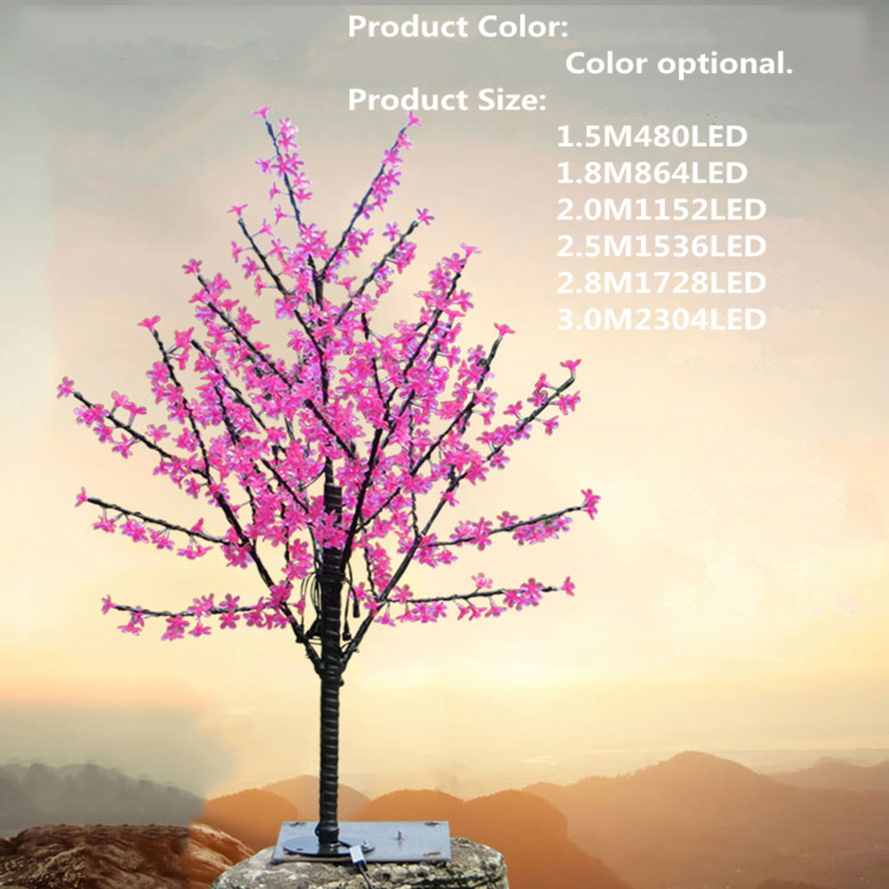 

LED Cherry Blossom Tree Light 1152pcs LED Bulbs 2m Height 110 220VAC Seven Colors for Option Rainproof Outdoor Usage