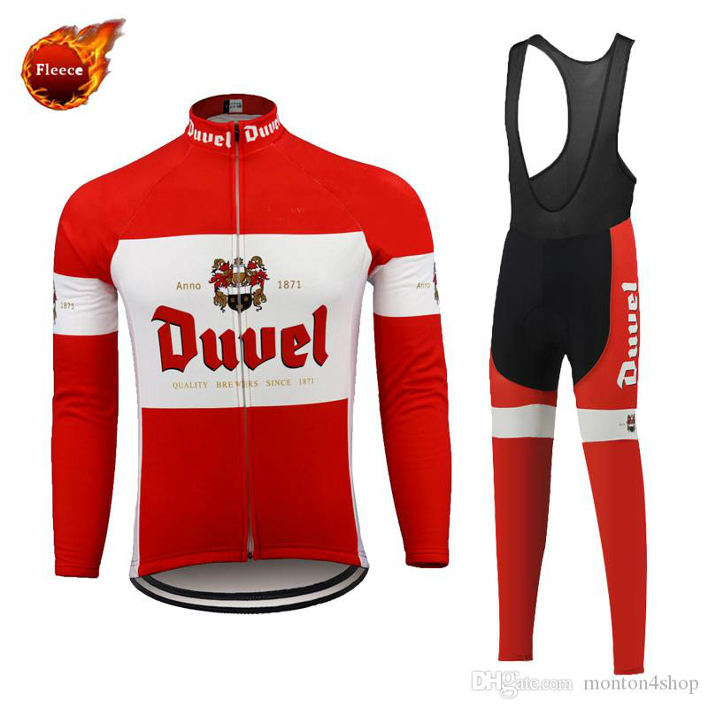 

DUVEL Beer Winter 2022 Team CYCLING Jersey Set 19D Gel Pad Bike Pants Ropa Ciclismo Men Thermal Fleece BICYCLE Maillot Culotte Clothing, Winter jersey style 1