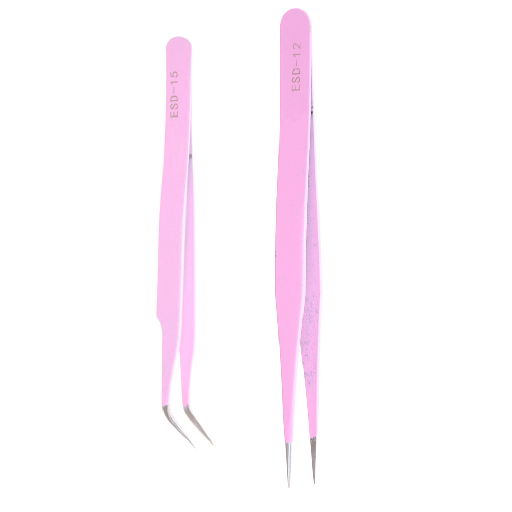 

1 Pcs Stainless Steel Mink Eyelash Extension Straight Or Bend Optional Tweezers Professional Eye Lashes Tweezers Pink