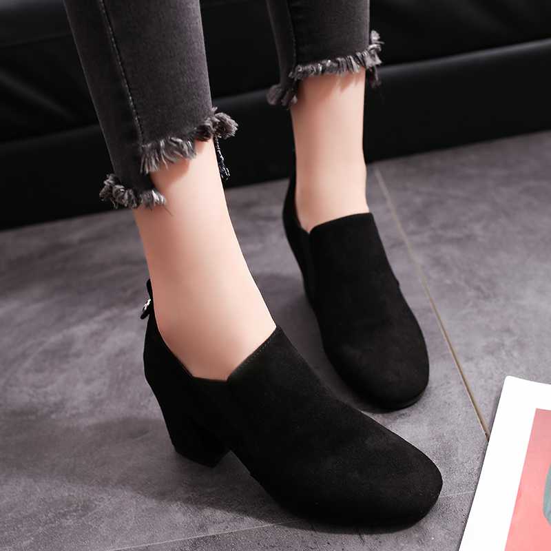 

Pointed Toe Booties Winter Women Leopard Boots Footwear Platform High Heels Shoes Woman Bota, Black
