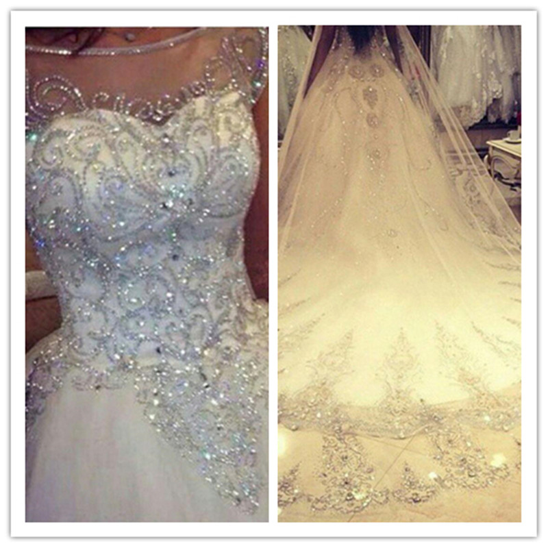 Robe de bal robes robes de mariée neuf magnifique princesse éblouissante mariée réelle image luxueuse tulle à la main strass strass cristal