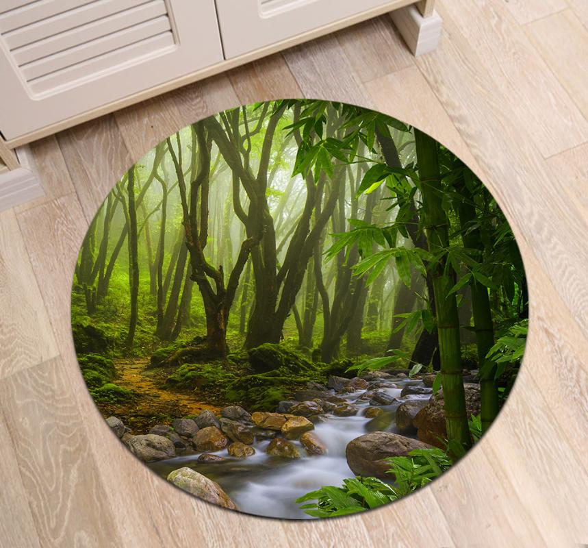 

Tropical Jungle Rain Forest Landscape Carpet Round Area Rugs Living Room Bedroom Kid's Room Home Decoration Non-slip Floor Mat