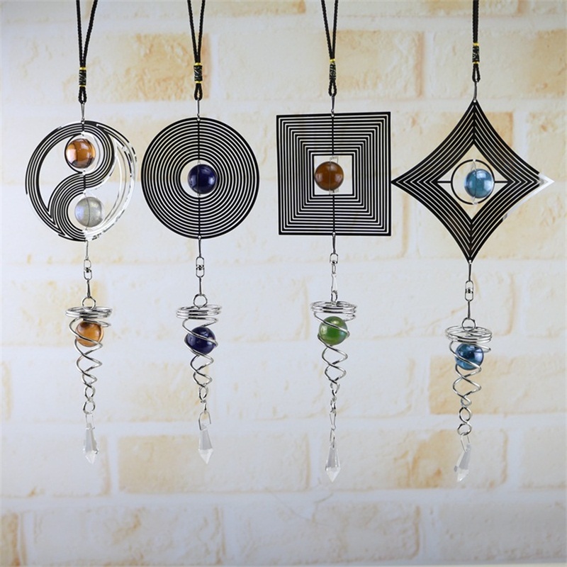 

Round Dazzle Wind Chime Metal Rotate Aeolian Bells Hanging Ornaments Diamond Windchime Portable With Different Styles 10 5xz J1