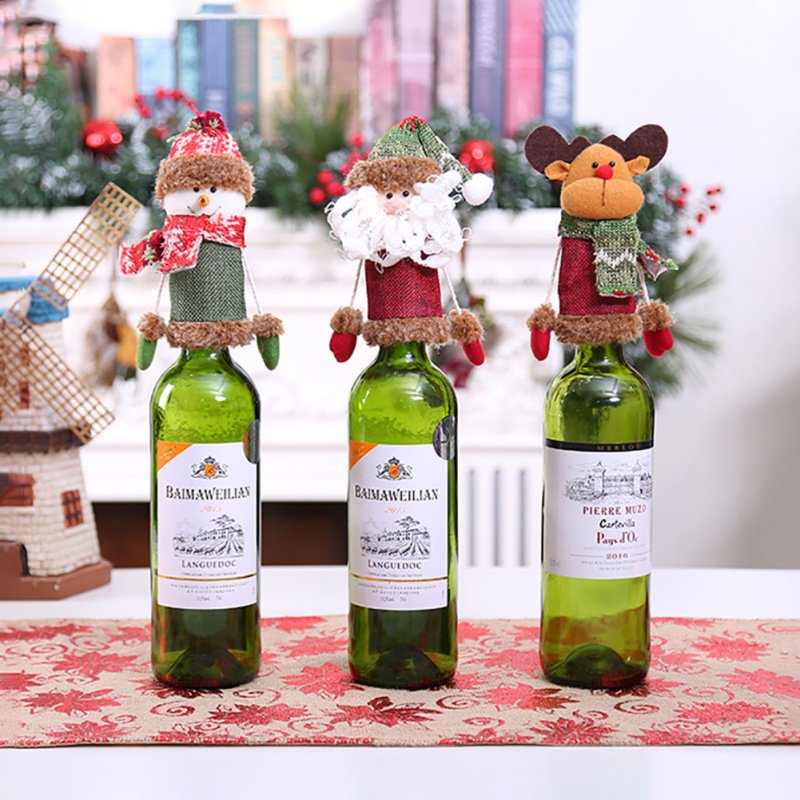 

Christmas Wine Bottle Cartoon Santa Claus Wine Bottle Decoration Champagne Cute Cap