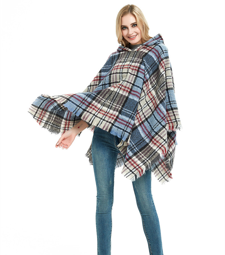plaid shawl with sleeves