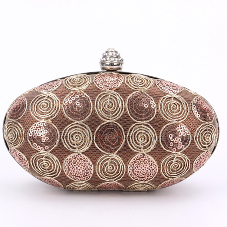 

New Style Oval Lace Evening Bag Fashion Small Bag Bride Wedding Party Clutch Cheongsam Women's, Black