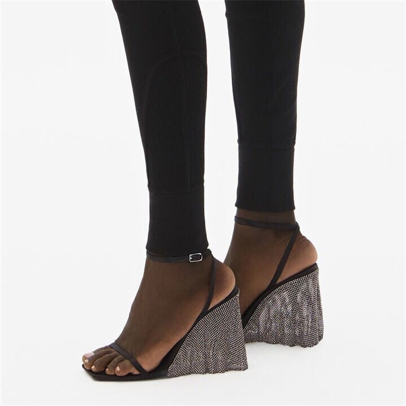 

Sexy Women Sandals Crystal High Heel Black Sandalia Feminina New Zapatos De Mujer Open Toe Ladies Sandals Summer Sandalias Mujer, As show