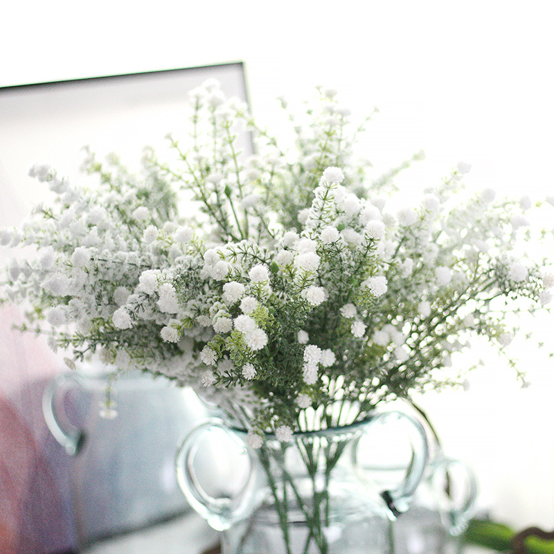 

White Babies Breath Gypsophila Flowers Artificial Fake Gypsophila Floral Bouquets Arrangement for Wedding Home Decor, 50cm white