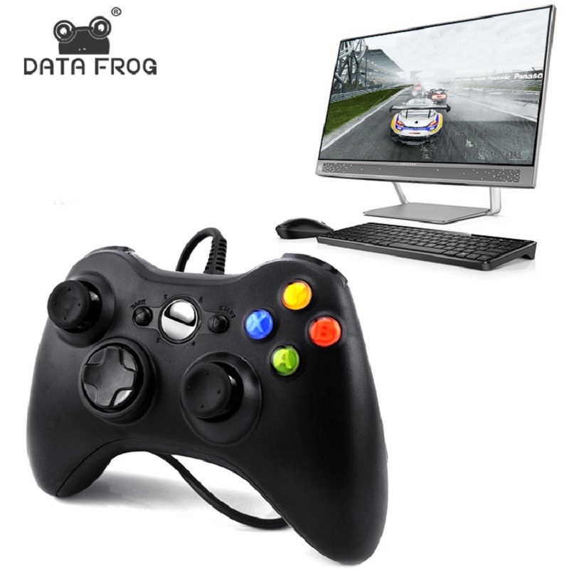 

DATA FROG Black And White Wired Vibration Gamepad With USB Cable Game Controller Joystick For PC Gamepads High Quality T191227