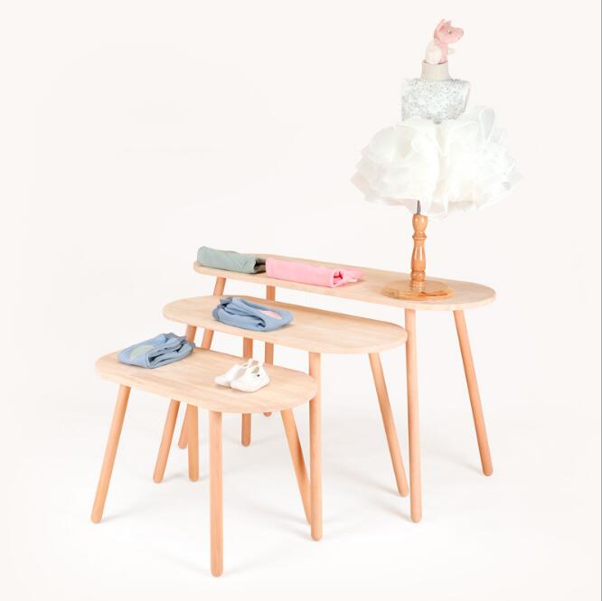 Children's wear display table Commercial Furniture landing high and low tables children clothing store shelves show storage rack-image-507651310