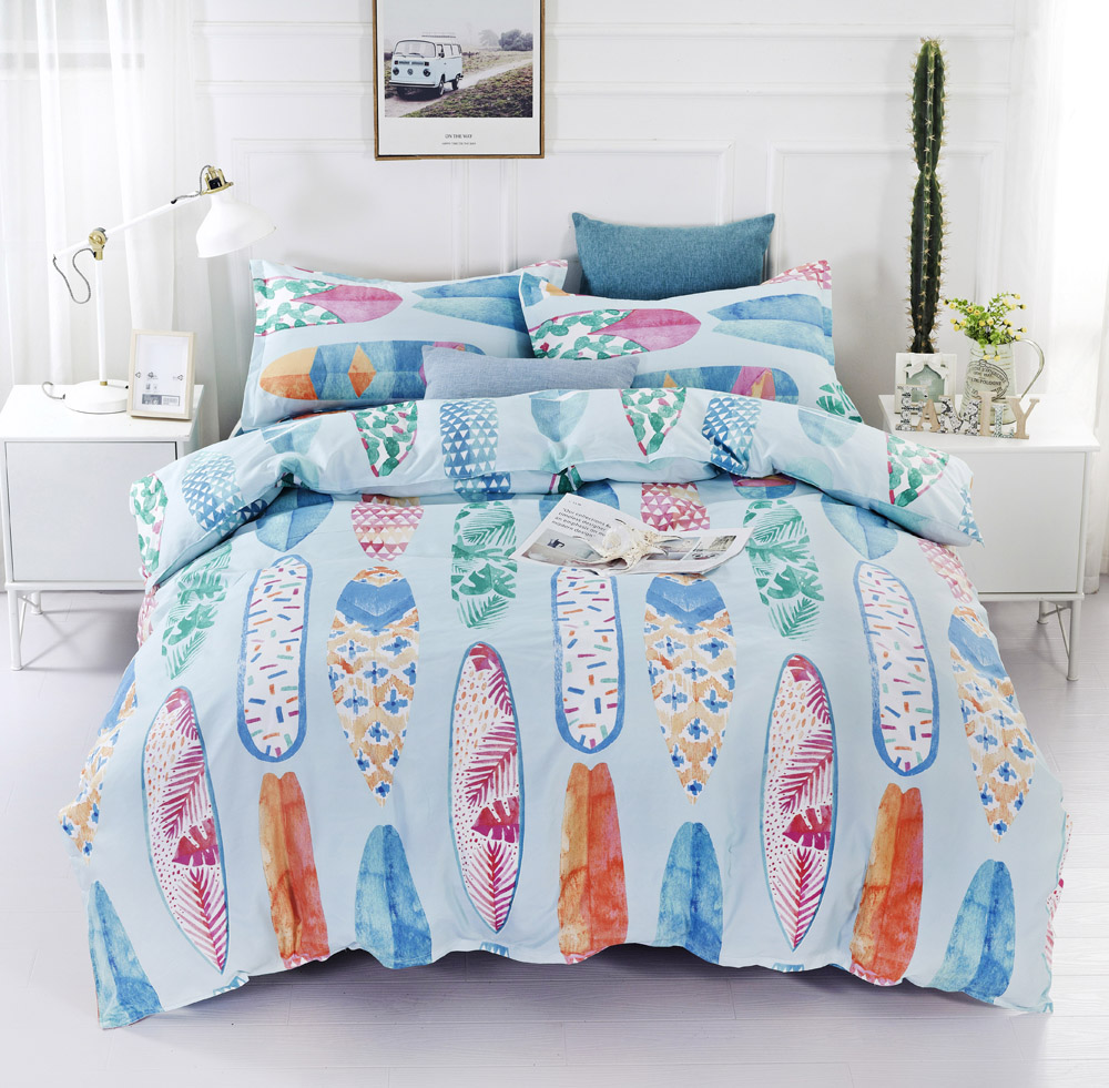 

Lucky Home 3 Piece-King Size 3D Sea Beach Bedding Set Watercolor Flower Pattern Children Home Textile Bedding Duvet Cover Sheet Sets