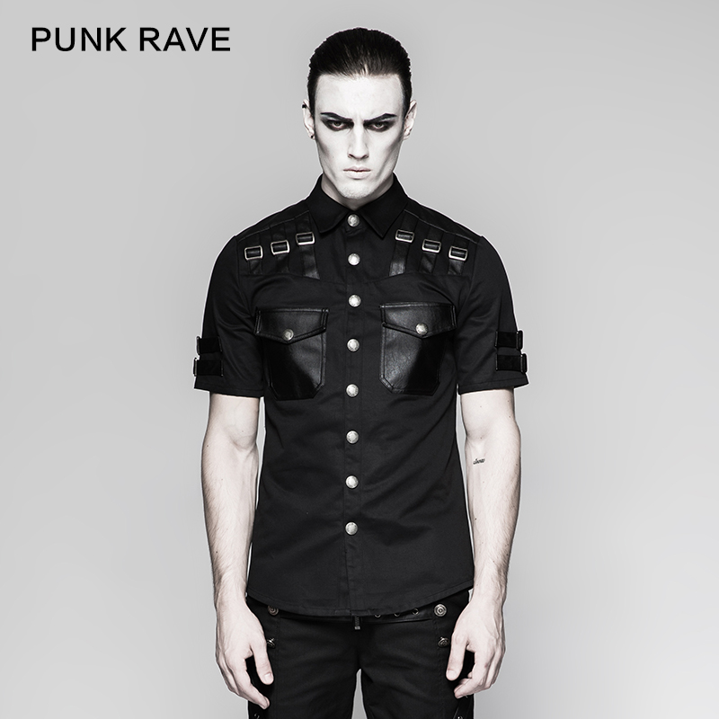 

S-6XL ! 2019 New Men's clothing GD Hair Stylist fashion Punk Goth Rock short sleeve Shirt Plus size Singer costumes, Black