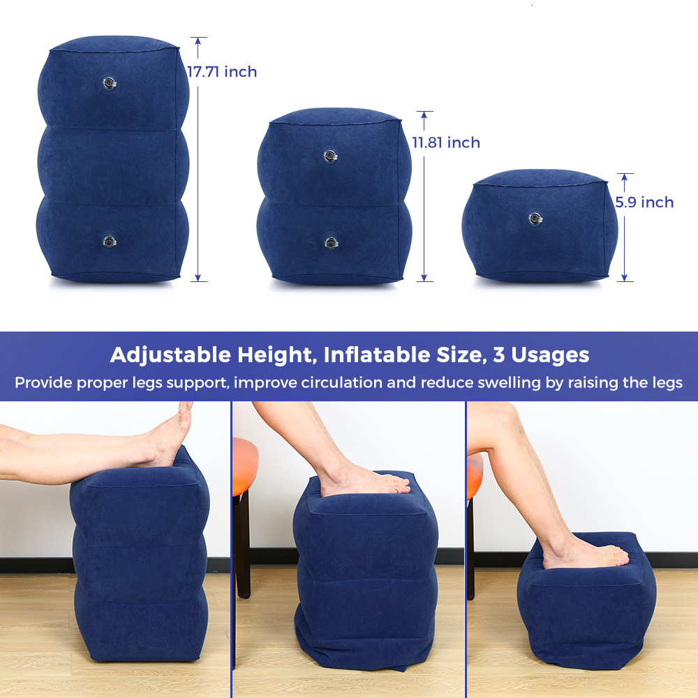 Travel Inflatable Foot Rest Pillow Adjustable Height Portable Leg Rest Pillow Cushion Carrying