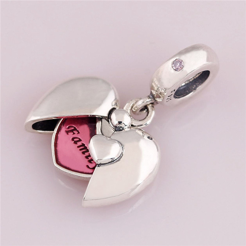 925 Real Silver Pendant Bead Open Heart 