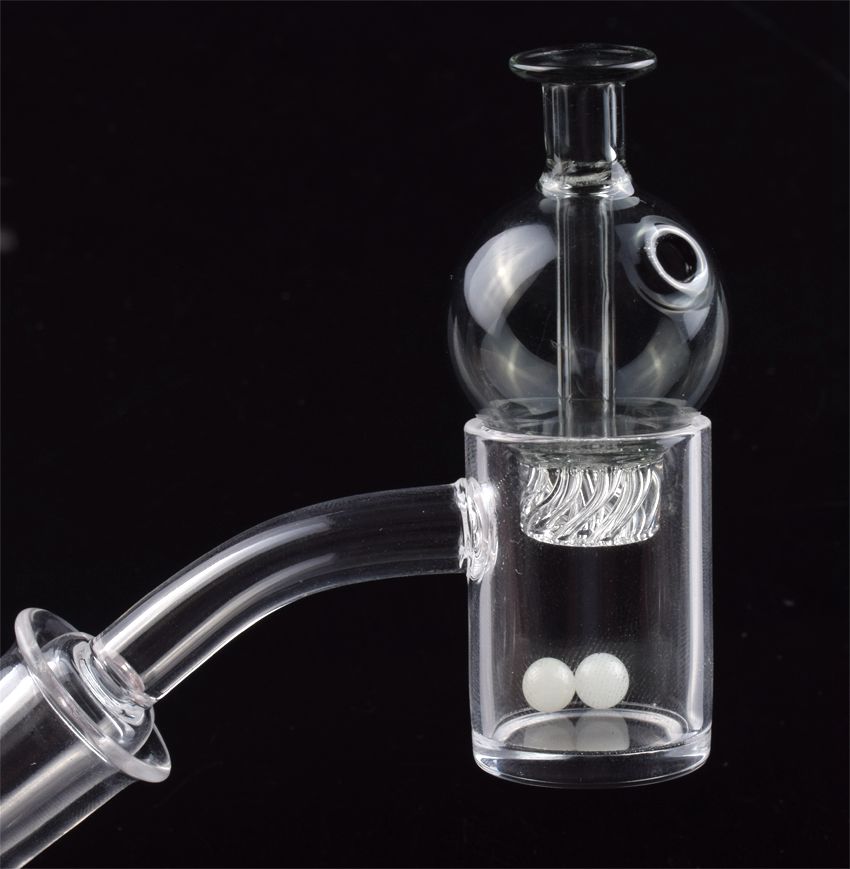

DHL New 4mm Thick Clear Bottom Quartz Banger Nail & Spinning Carb Cap set 25mm quartz nail Terp pearls for Dab Rigs Glass Bongs