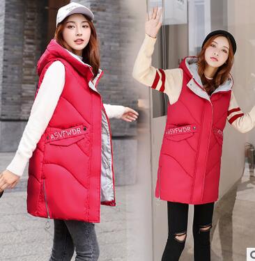 

Wholesale women's loose winter down jacket cotton long winter fashion vest student vest size S-XXXL, White