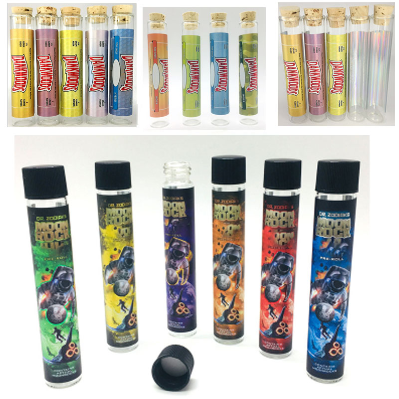 

DANKWOODS Moonrock CLear Empty Glass Tube Dank Wood Cork Tip Vape Cartridge Pre Roll Joint Packaging 120*21mm Dry Herb Electronic Cigarettes