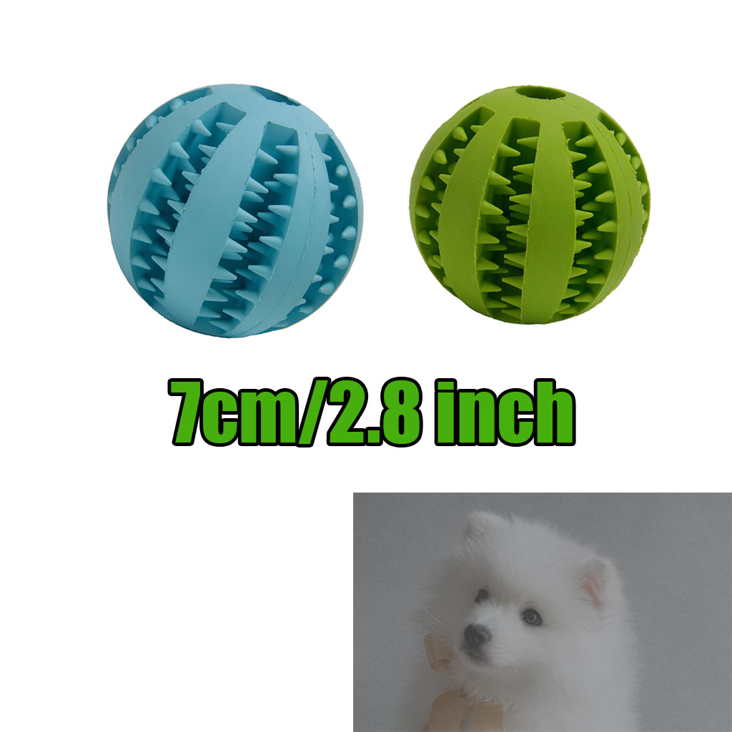 

2pcs 7cm dog teething chew toy balls treat dispensing durable bite resistant