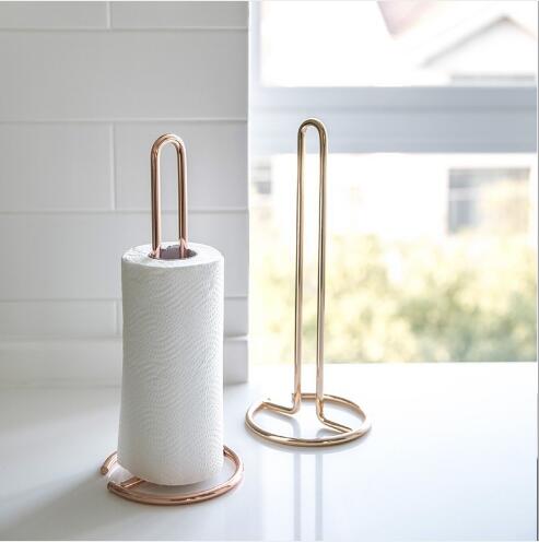 Creative Iron Nordic Kitchen Toilet Paper HoldersTowel Rack Table Roll Papers Racks Hole-free Vertical Receiving Hanger-image-475289955