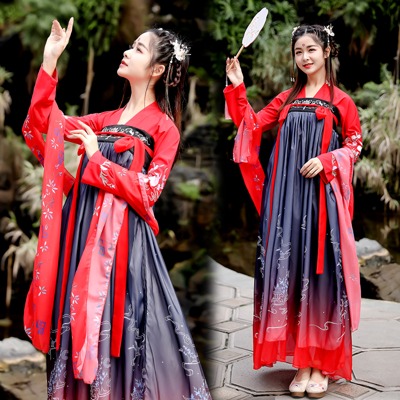 

Hanfu Chinese Style Ancient Costume Women Traditional Folk Dance Stage Performance Clothing Retro Singers Princess Fairy Dress, Style 2