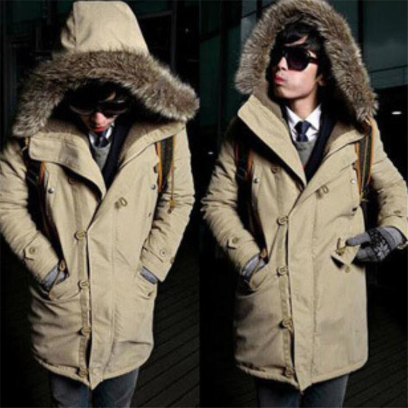 

Dropshipping New 2018 Winter Jacket Men Thicken Warm Parkas Casual Long Outwear Hooded Collar Jackets and Coats Men veste homme, Khaki