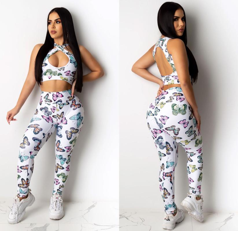 

2020 Women Seamless Yoga Set Sportswear Fitness Clothing Gym Running Leggings Workout Pants Padded Sports Bras 2 Pieces Sports, Printing