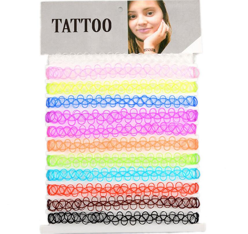 

Handmade Vintage Hippy Stretch Tattoo Choker Necklace Elastic Line Punk Grunge Statement Designer Necklace Jewelry Women Men Holiday Gift