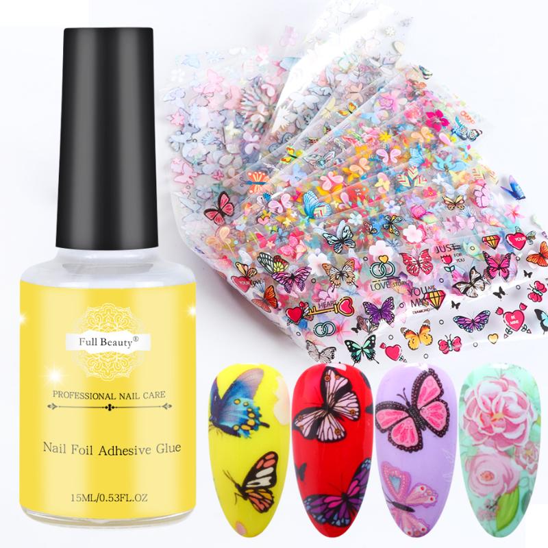 

Nail Foil Transfer Glue Gel Set Mix Butterfly Flower Polish Nail Art Sticker DIY Adhesive Glue for Foils Manicure JIXK102-1