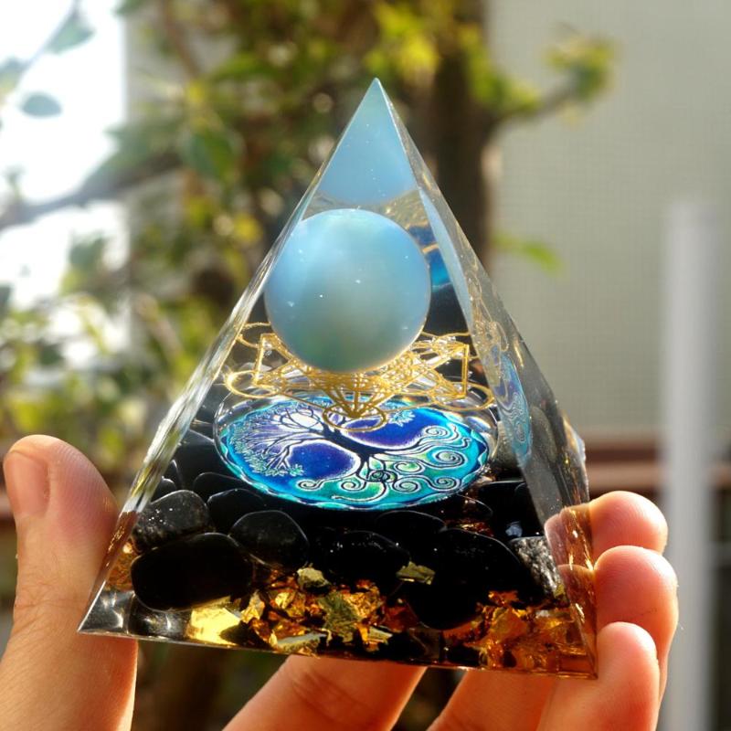 

Other HANDMADE BLUE LACE AGATE SPHERE OBSIDIAN ORGONE PYRAMID 60MM