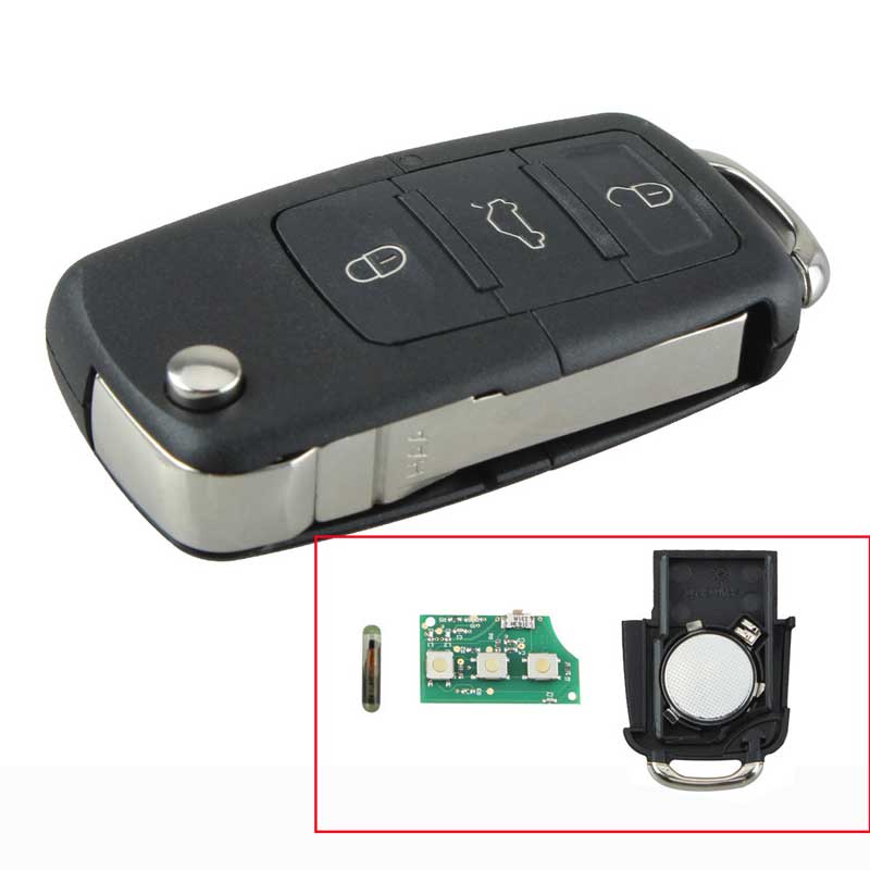 3 + 1Buttons Remplacement De Voiture Clé À Clé À Distance Keyless Entrée FOB Pour VW 48Chip