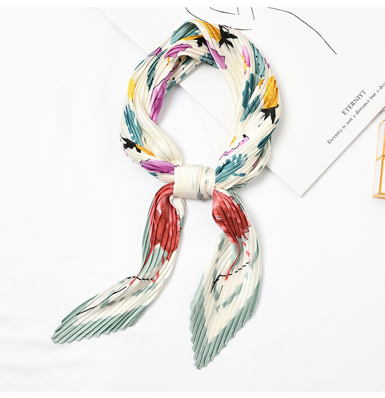

Yishine 6colors Wrinkle Neck Scarf Women Flamingo Print Fashion Crepe Kerchief Scarves New Headband Crumple Handlebag Wraps Sca