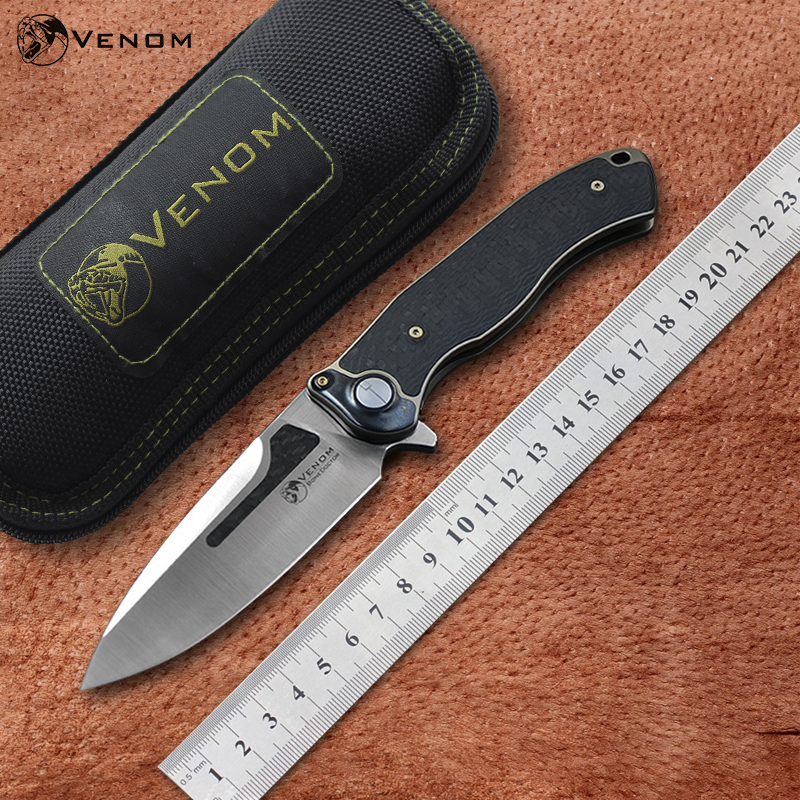 

VENOM kevin john BONE DOCTOR M390 Titanium CF Flipper folding knife outdoor camping hunting survival pocket kitchen fruit knives EDC tools