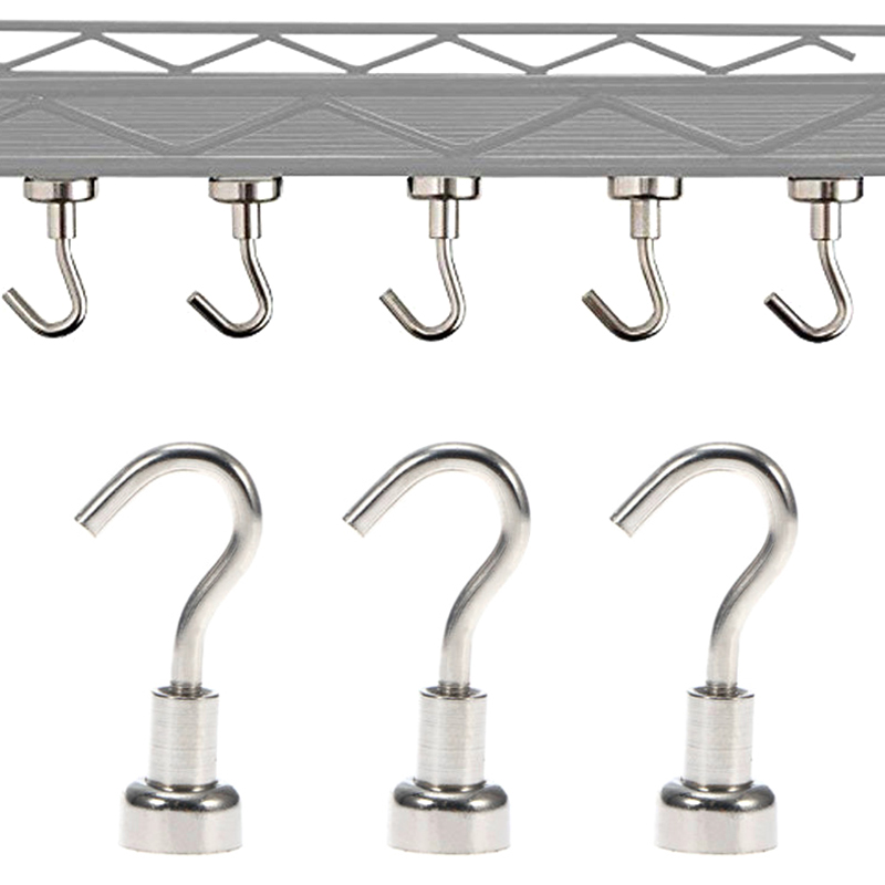 

4pcs Magnetic Hooks Powerful Heavy Duty Neodymium Magnet Refrigerator Surfaces Not Scratch MU